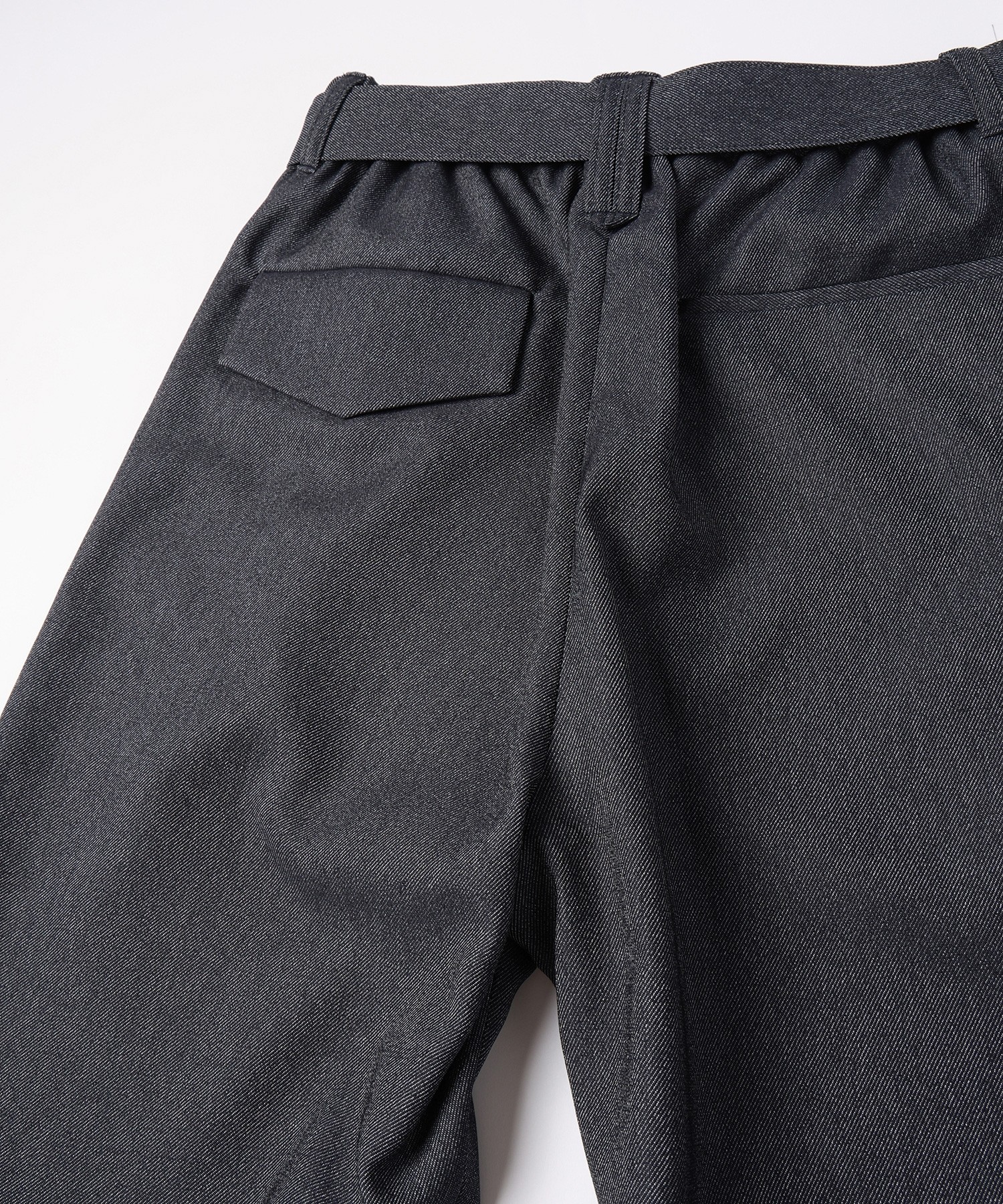 Faux Denim 1Tuck Semi Wide Pants with Long Belt