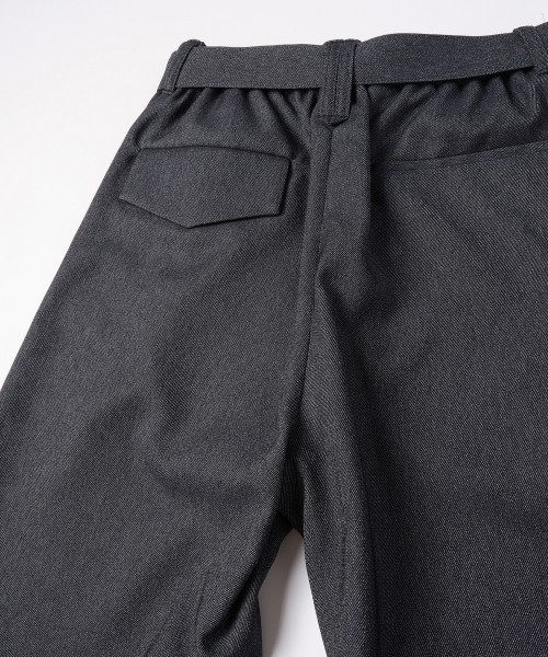 Faux Denim 1Tuck Semi Wide Pants with Long Belt