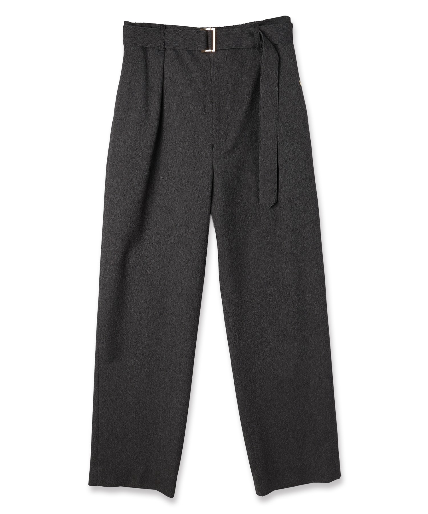 Faux Denim 1Tuck Semi Wide Pants with Long Belt