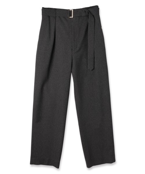 Faux Denim 1Tuck Semi Wide Pants with Long Belt