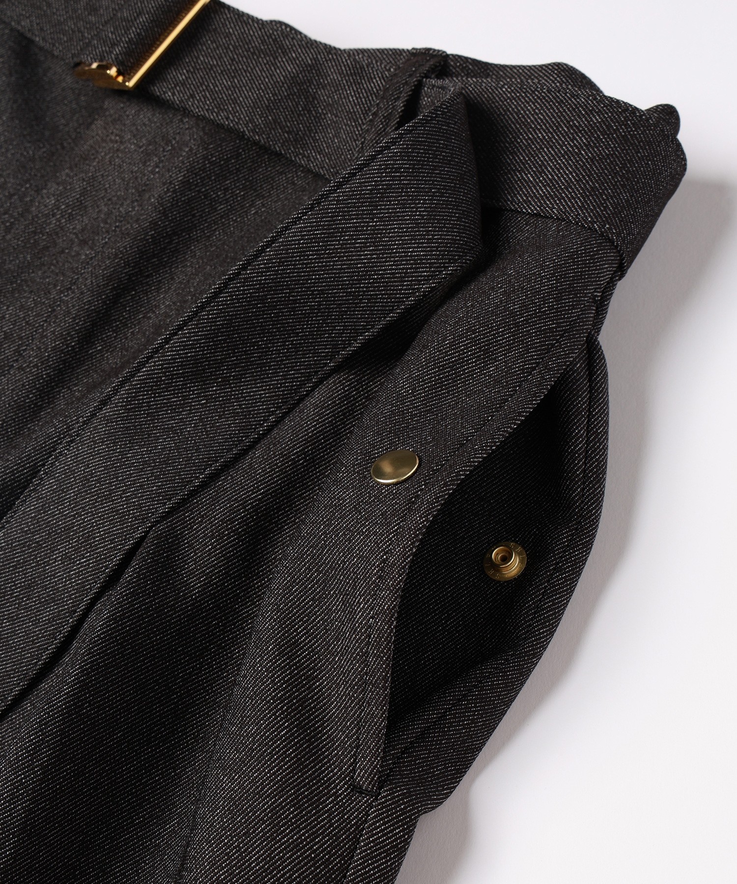 Faux Denim 1Tuck Semi Wide Pants with Long Belt