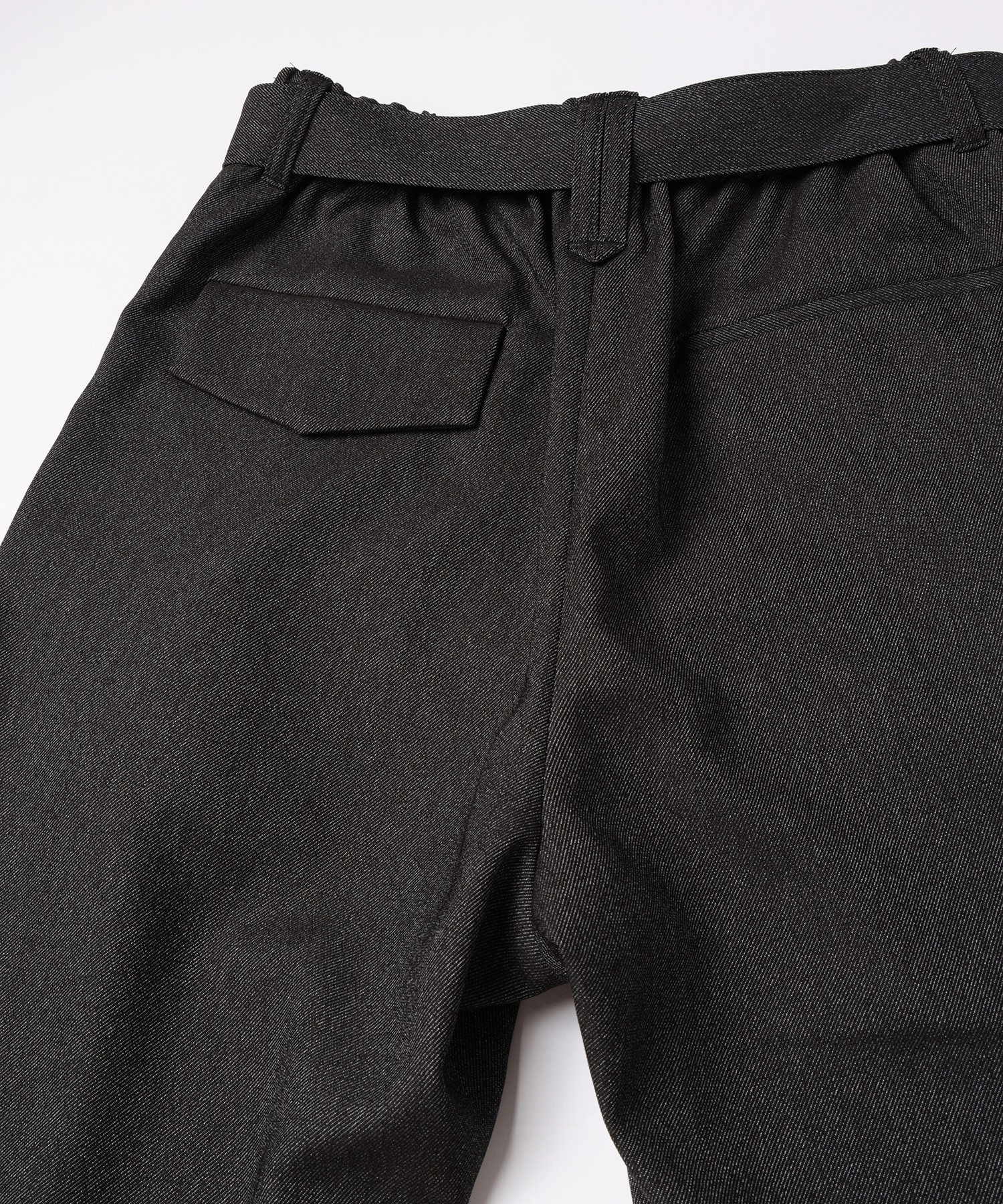 Faux Denim 1Tuck Semi Wide Pants with Long Belt