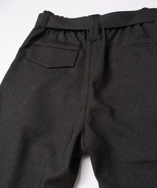 Faux Denim 1Tuck Semi Wide Pants with Long Belt