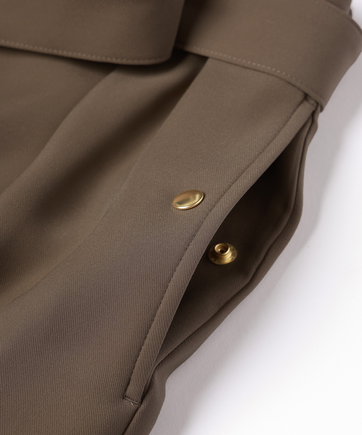 Double Cloth Twill 1Tuck Semi Wide Pants with Long Belt