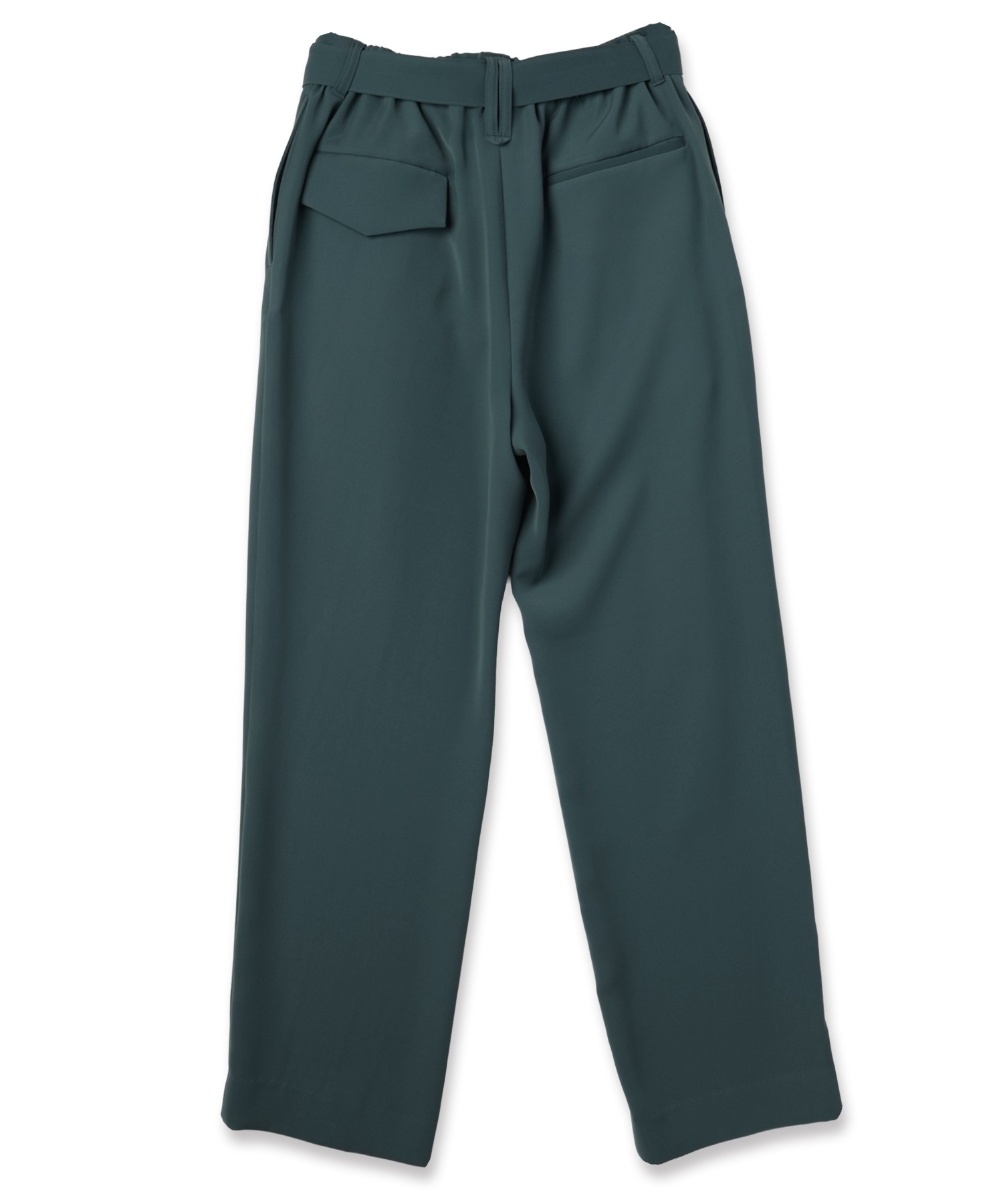 Double Cloth Twill 1Tuck Semi Wide Pants with Long Belt