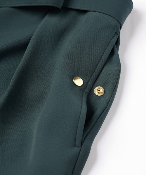 Double Cloth Twill 1Tuck Semi Wide Pants with Long Belt