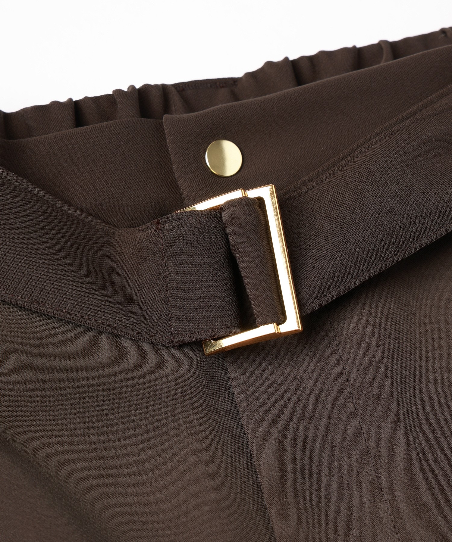 Double Cloth Twill 1Tuck Semi Wide Pants with Long Belt