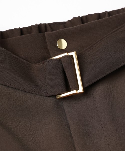 Double Cloth Twill 1Tuck Semi Wide Pants with Long Belt