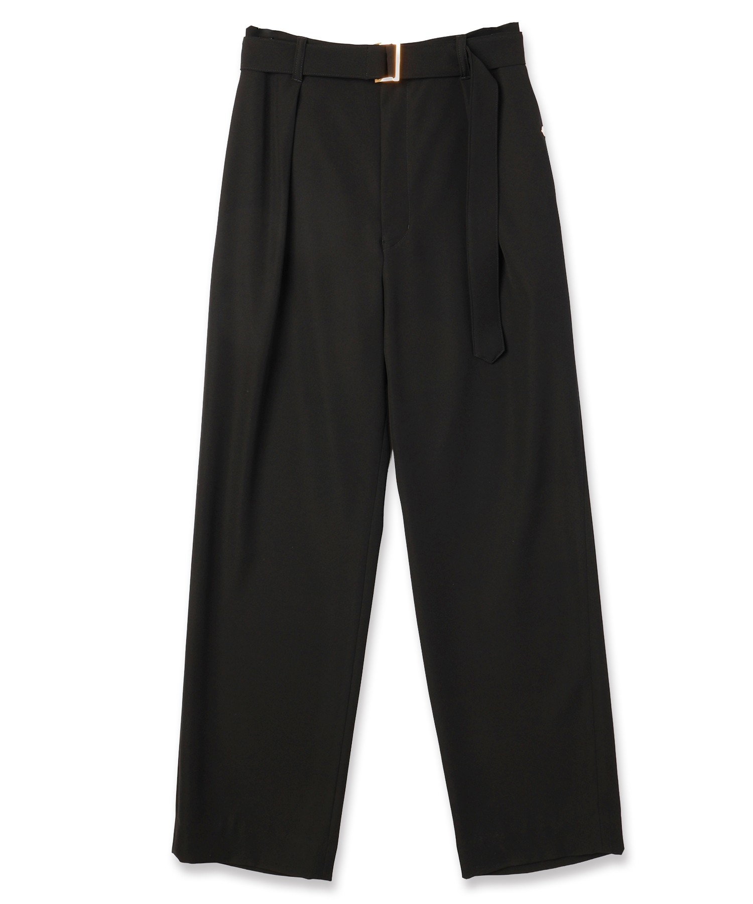 Double Cloth Twill 1Tuck Semi Wide Pants with Long Belt