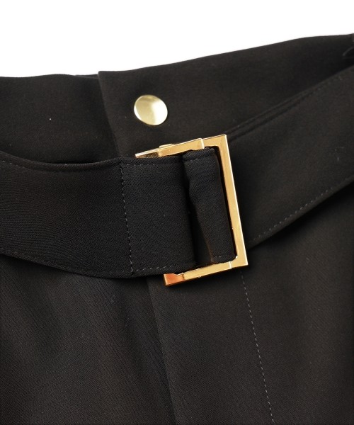 Double Cloth Twill 1Tuck Semi Wide Pants with Long Belt