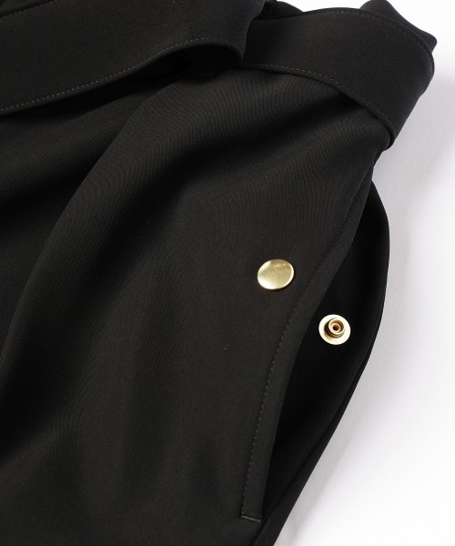 Double Cloth Twill 1Tuck Semi Wide Pants with Long Belt