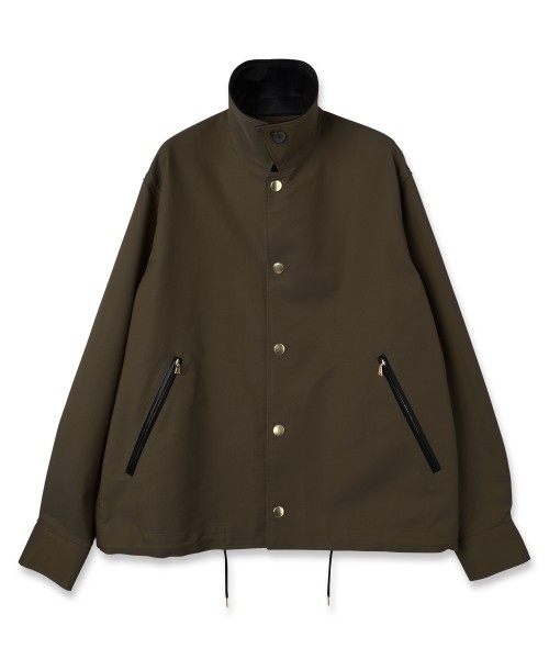 Chambray Gabardine Dot Button Coach Jacket