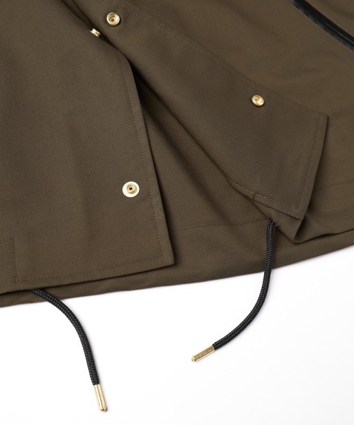 Chambray Gabardine Dot Button Coach Jacket