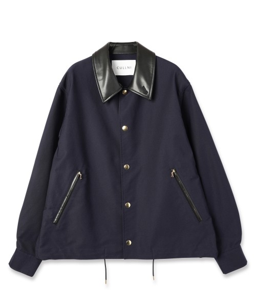 Chambray Gabardine Dot Button Coach Jacket