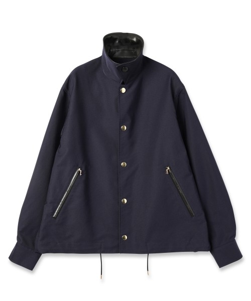 Chambray Gabardine Dot Button Coach Jacket