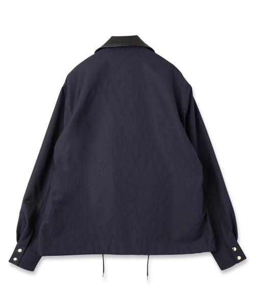 Chambray Gabardine Dot Button Coach Jacket