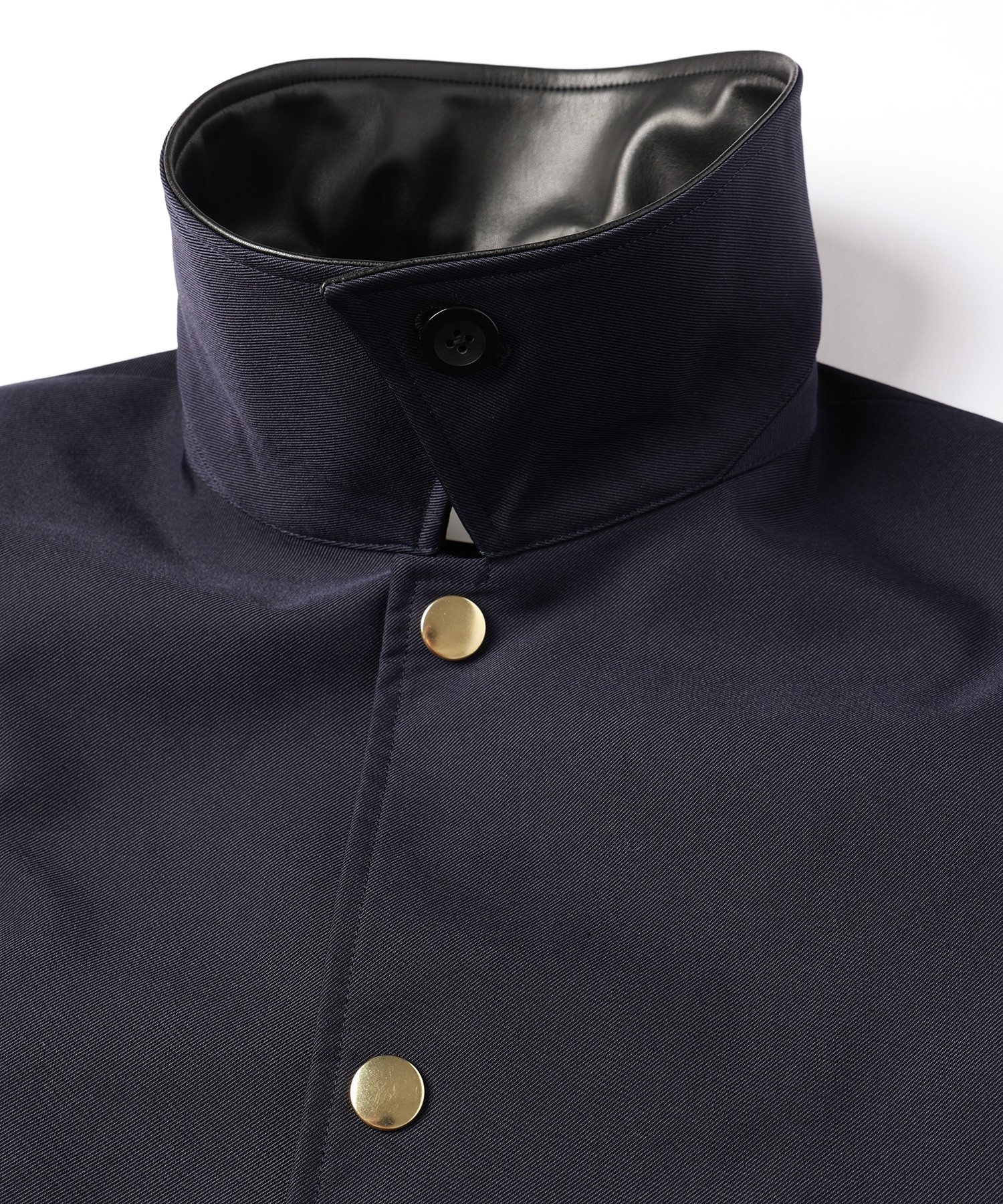 Chambray Gabardine Dot Button Coach Jacket