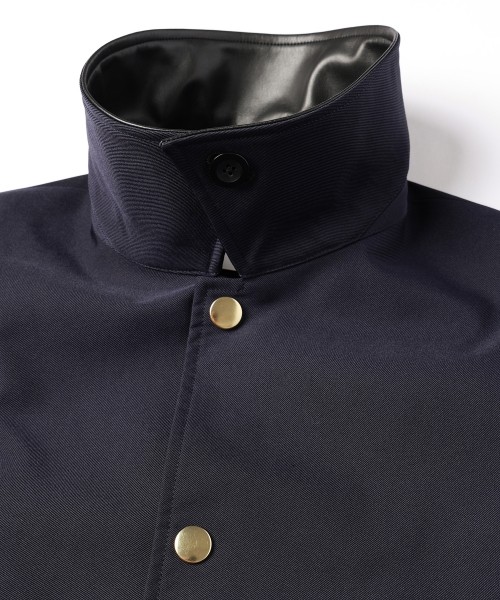 Chambray Gabardine Dot Button Coach Jacket