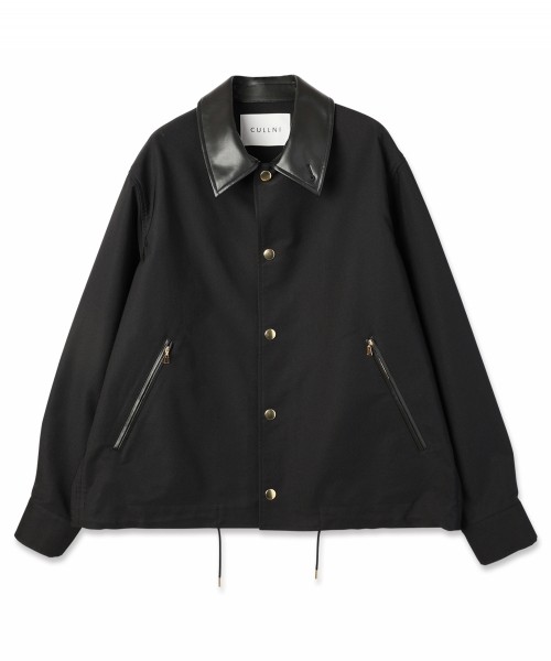 Chambray Gabardine Dot Button Coach Jacket