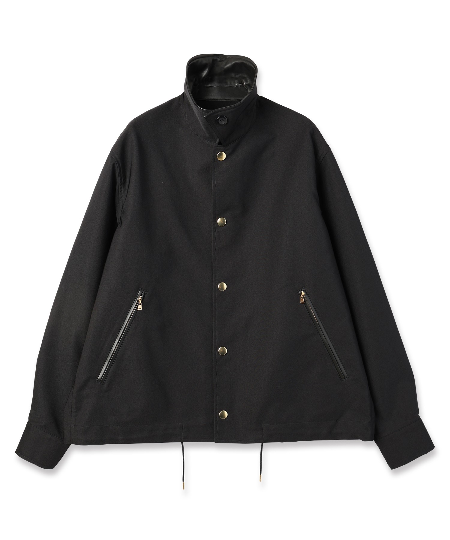 Chambray Gabardine Dot Button Coach Jacket