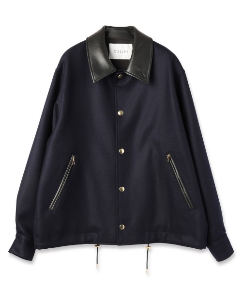 Wool Melton Dot Button Coach Jacket