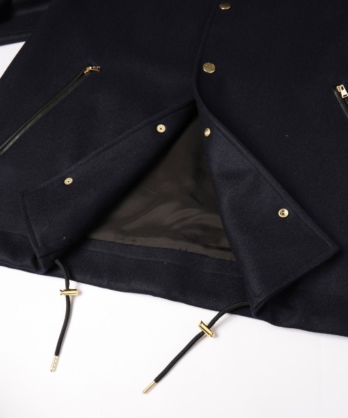 Wool Melton Dot Button Coach Jacket