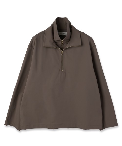 Stretch Double Cloth Layered Stand Collar Pullover