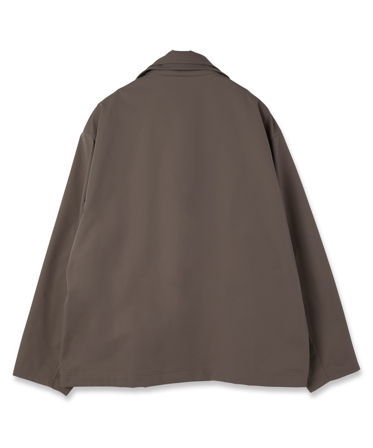 Stretch Double Cloth Layered Stand Collar Pullover