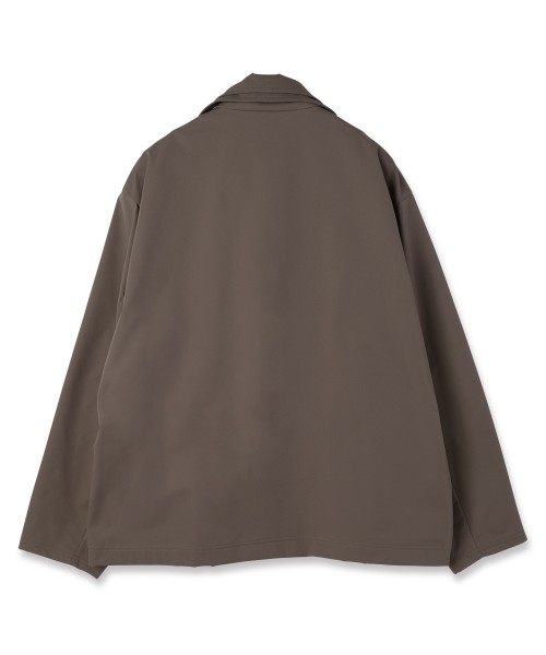 Stretch Double Cloth Layered Stand Collar Pullover