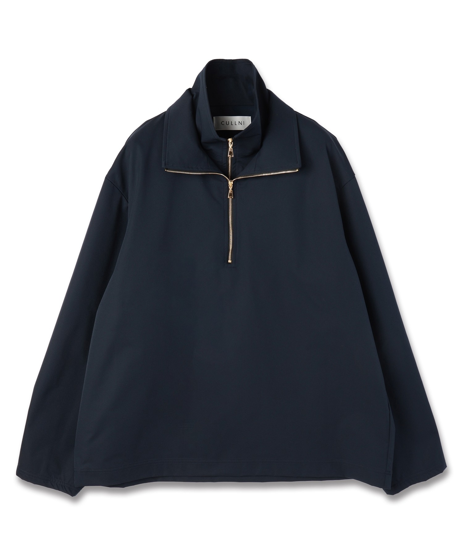 Stretch Double Cloth Layered Stand Collar Pullover