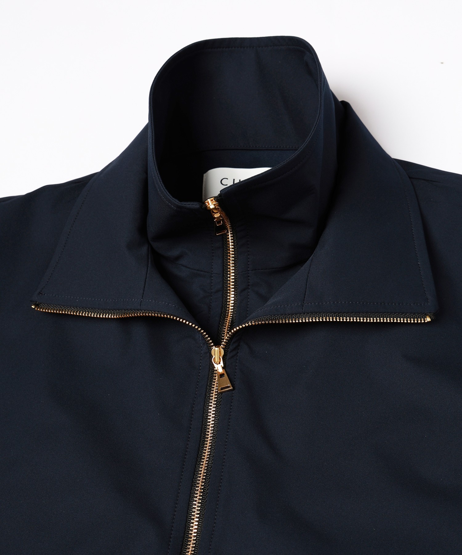 Stretch Double Cloth Layered Stand Collar Pullover