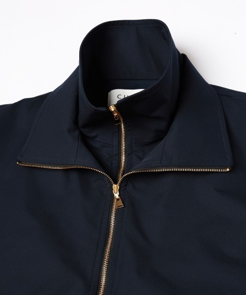 Stretch Double Cloth Layered Stand Collar Pullover