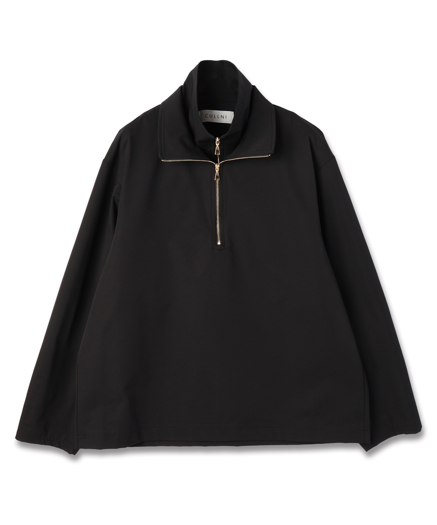 Stretch Double Cloth Layered Stand Collar Pullover