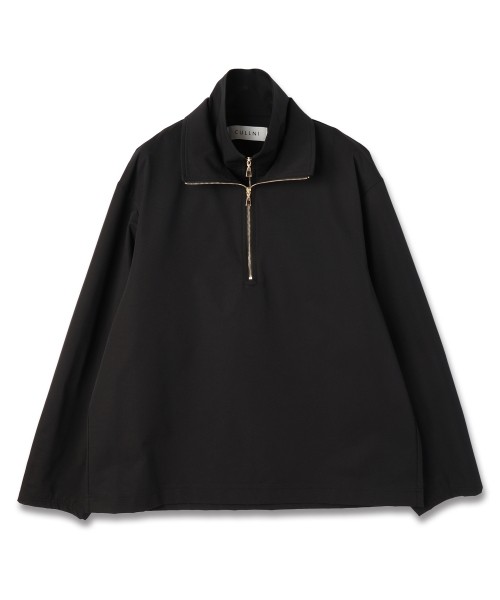 Stretch Double Cloth Layered Stand Collar Pullover