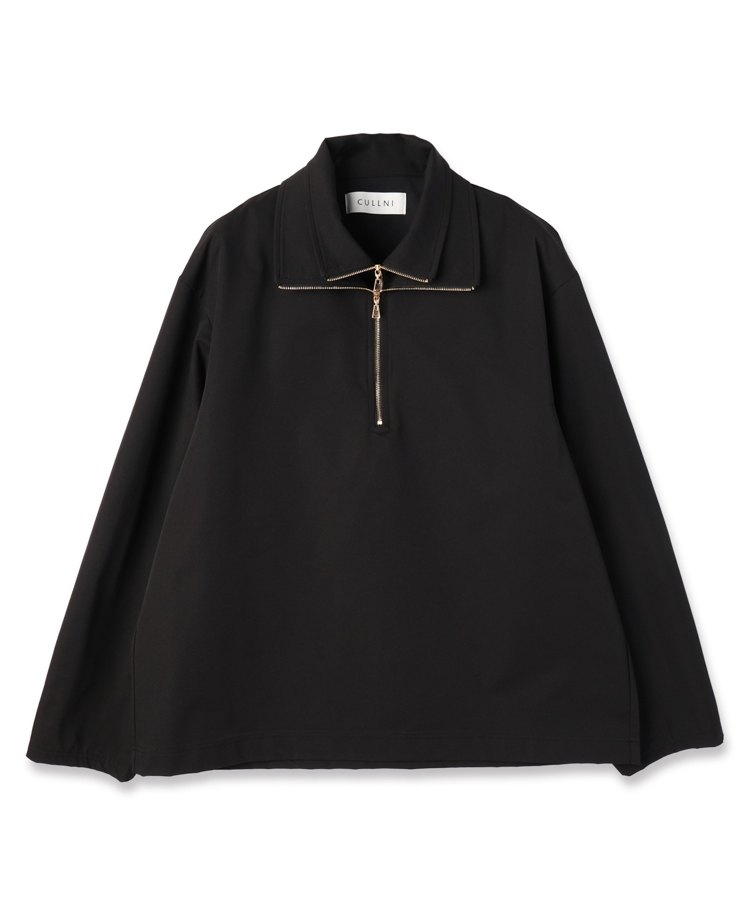 Stretch Double Cloth Layered Stand Collar Pullover