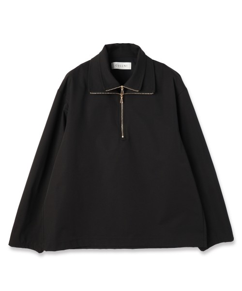 Stretch Double Cloth Layered Stand Collar Pullover