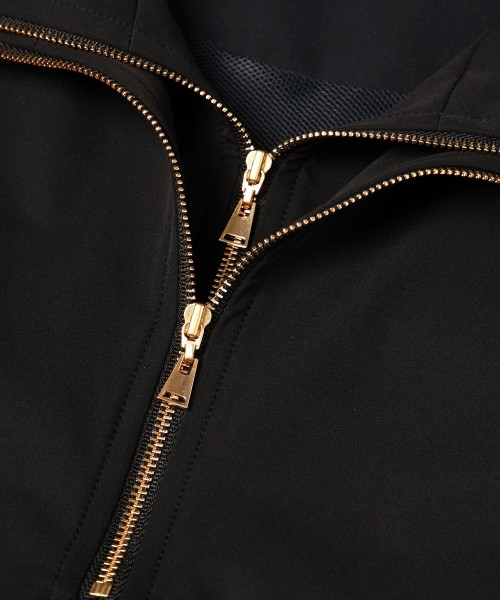 Stretch Double Cloth Layered Stand Collar Pullover