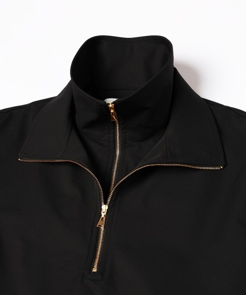 Stretch Double Cloth Layered Stand Collar Pullover