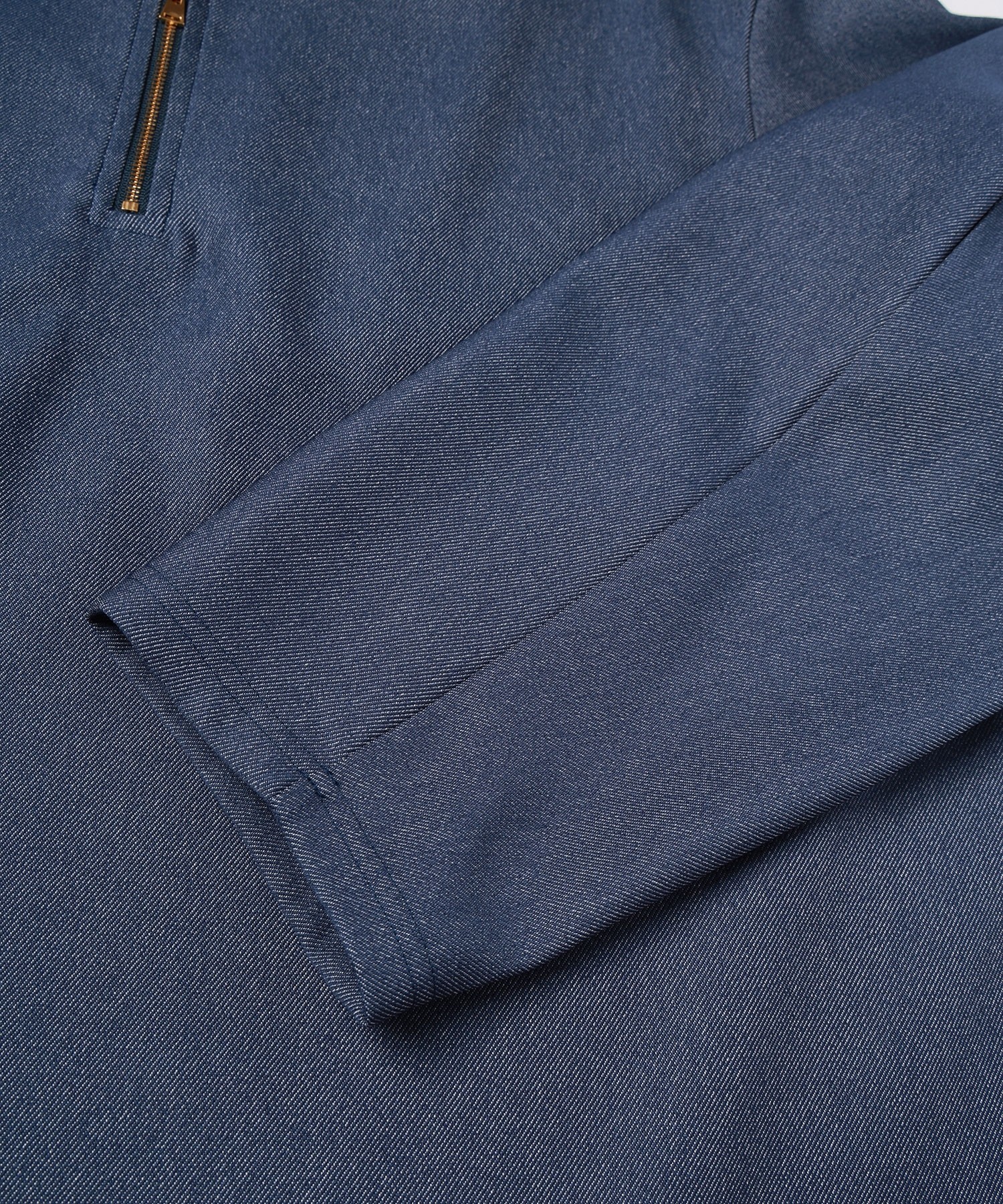 Faux Denim Layered Stand Collar Pullover