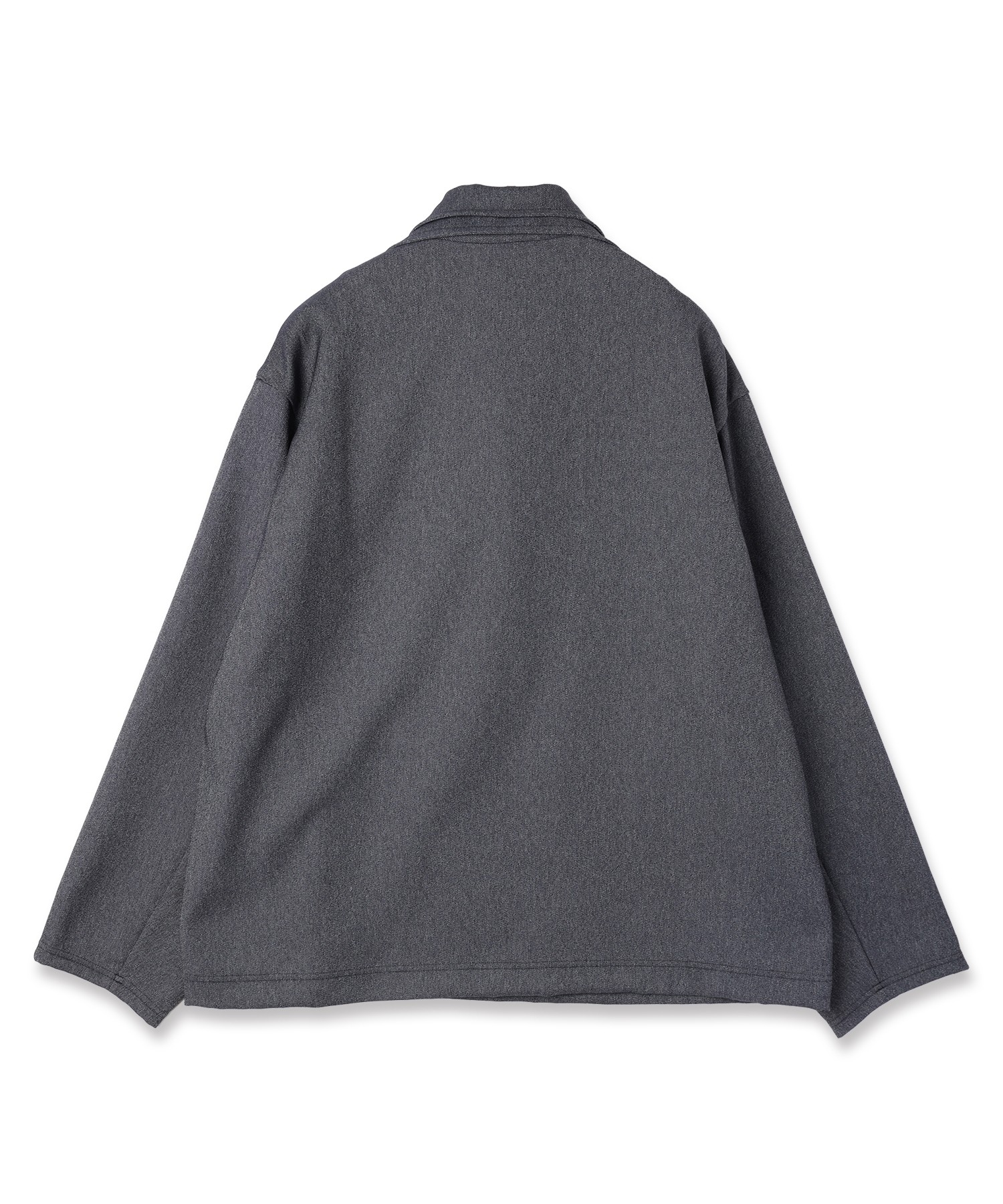 Faux Denim Layered Stand Collar Pullover