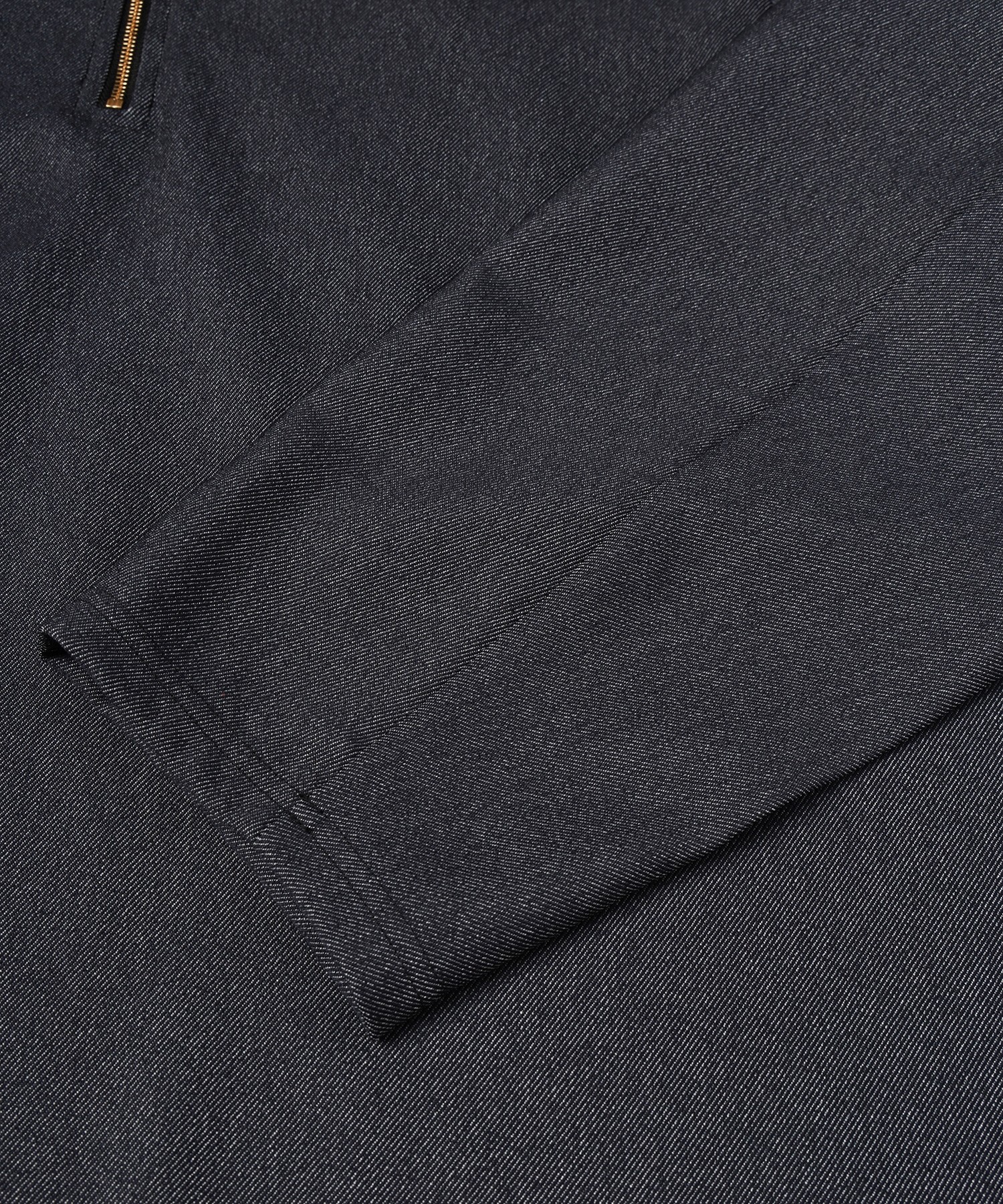 Faux Denim Layered Stand Collar Pullover