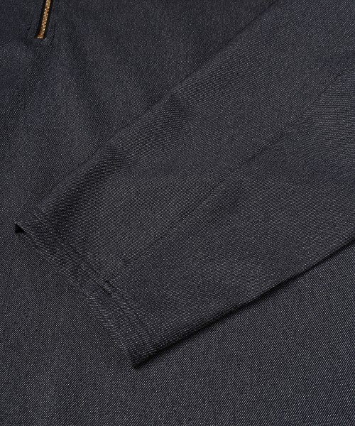 Faux Denim Layered Stand Collar Pullover