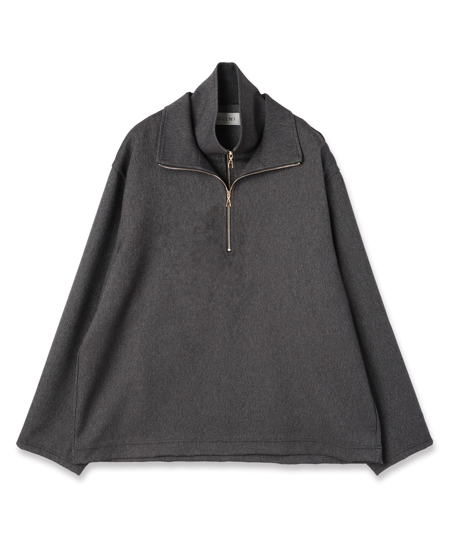 Faux Denim Layered Stand Collar Pullover