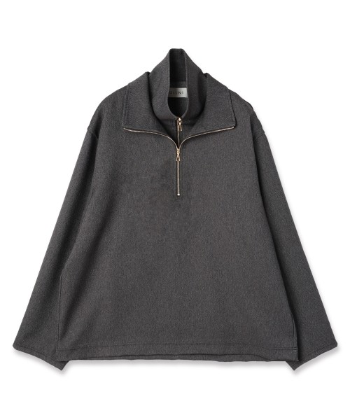 Faux Denim Layered Stand Collar Pullover