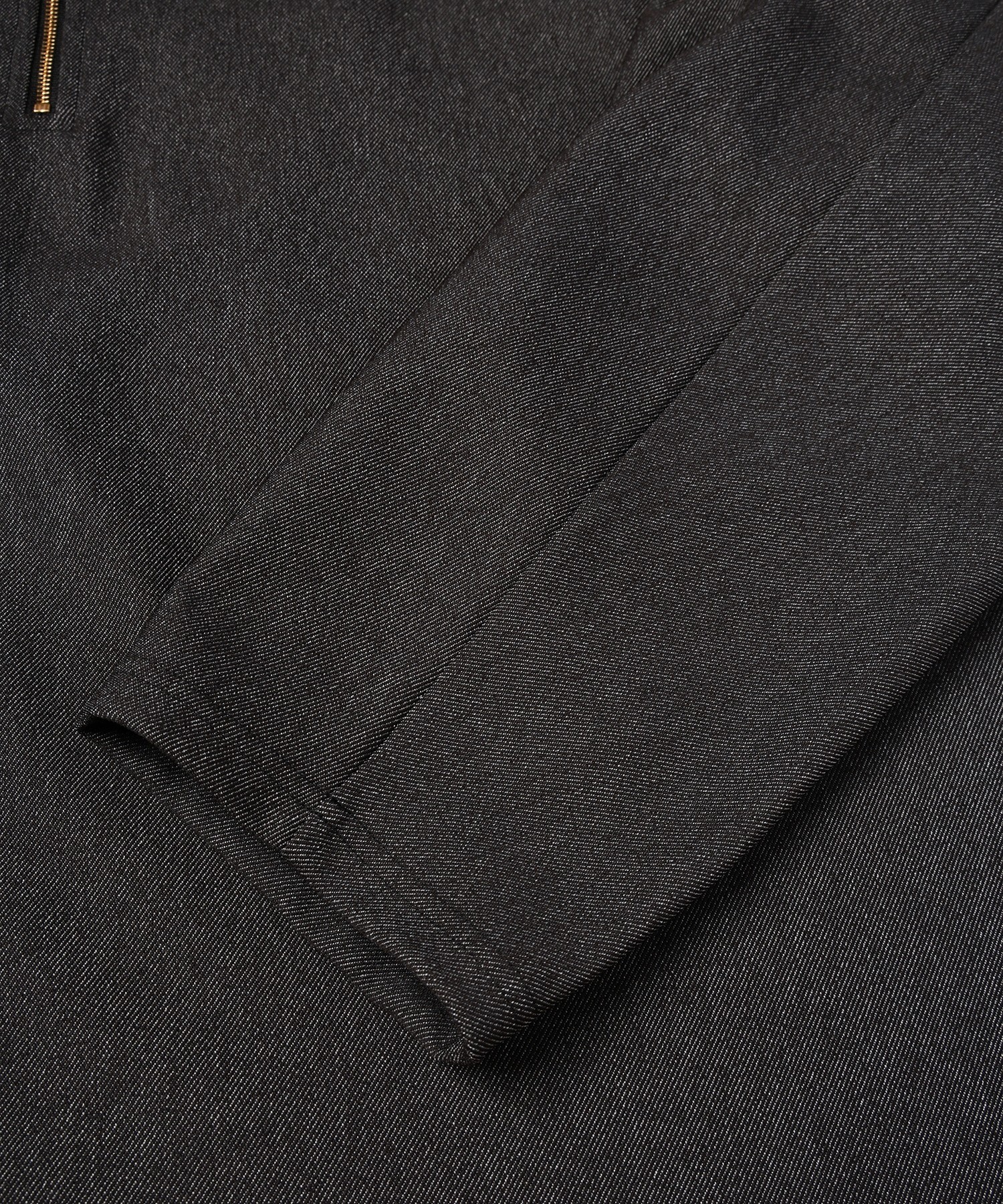 Faux Denim Layered Stand Collar Pullover