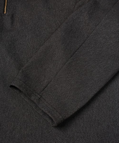 Faux Denim Layered Stand Collar Pullover