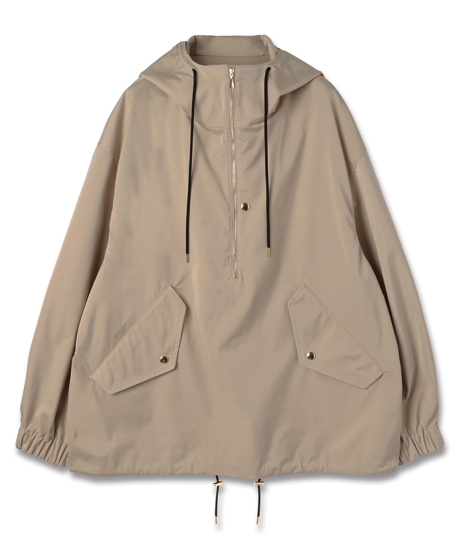 Double Satin Half Zip Anorak Hoodie