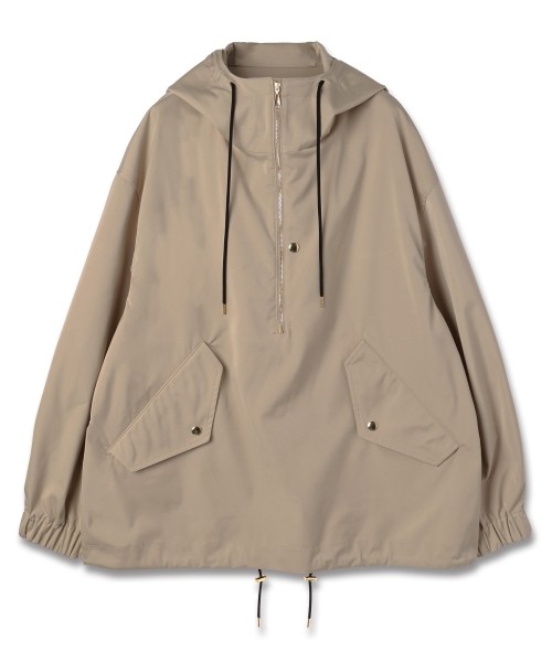 Double Satin Half Zip Anorak Hoodie