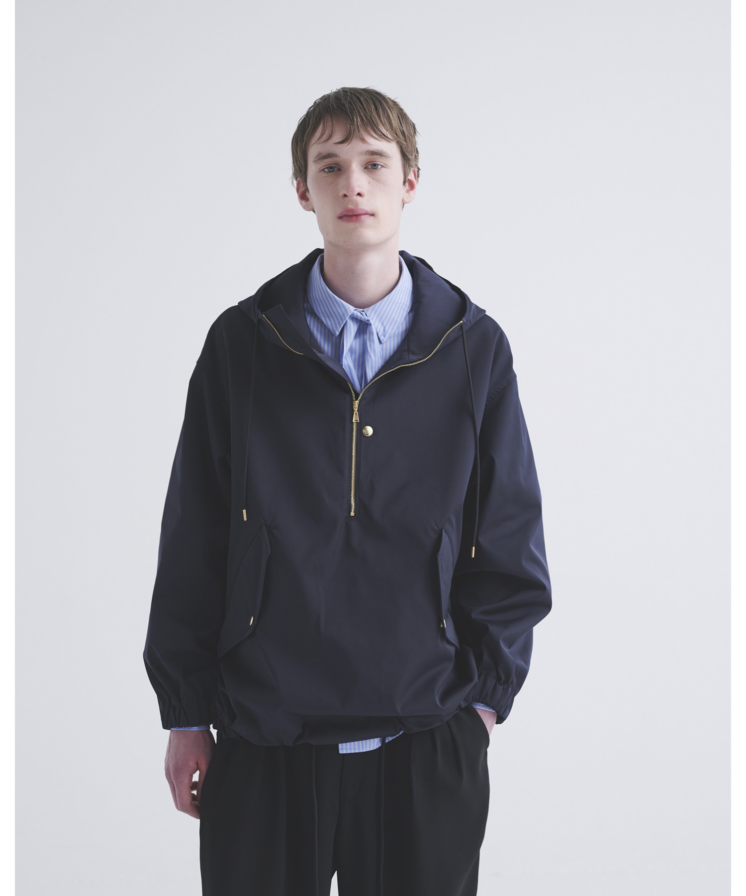 Double Satin Half Zip Anorak Hoodie