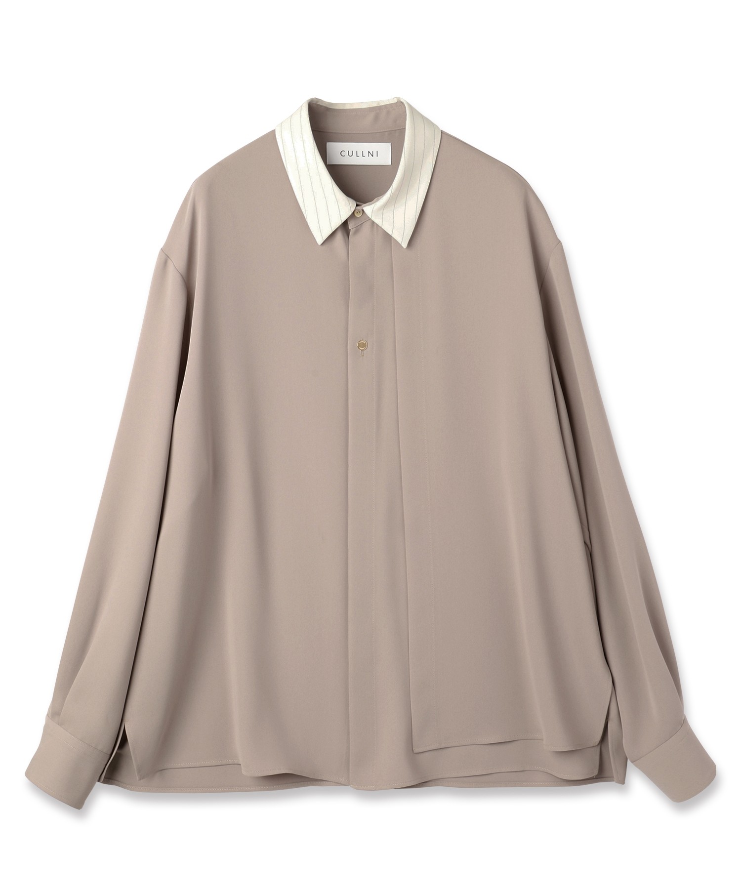 Stripe Collar Double Cloth Asymmetrical Layered Shirt